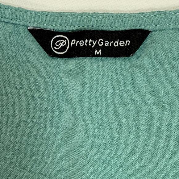 PrettyGarden Aqua Green Tie Front Sleeveless Blouse Women’s M 36” Chest - Picture 3 of 7